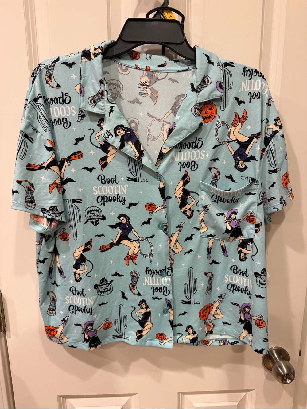 Witch Pinup Print Short-Sleeve pajama set